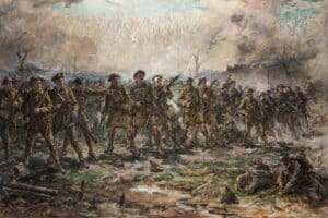 Highlights from the Angus Fine Art Collection - Robert Gibb, Backs to the Wall, 1929; oil on canvas; 1623 x 2440 mm; acc. no. A1978.275.